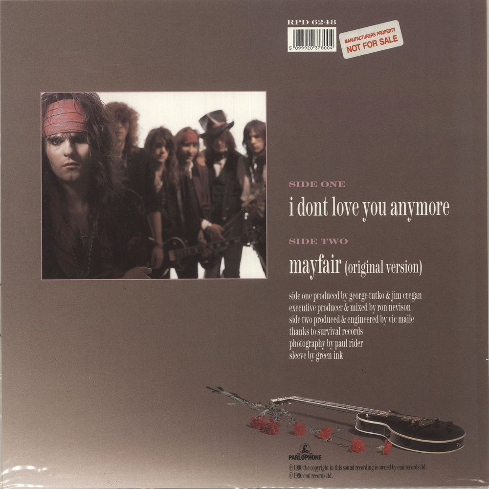 The Quireboys I Don't Love You Anymore - Promo Stickered Insert UK shaped picture disc (picture disc vinyl record) 5099920378004