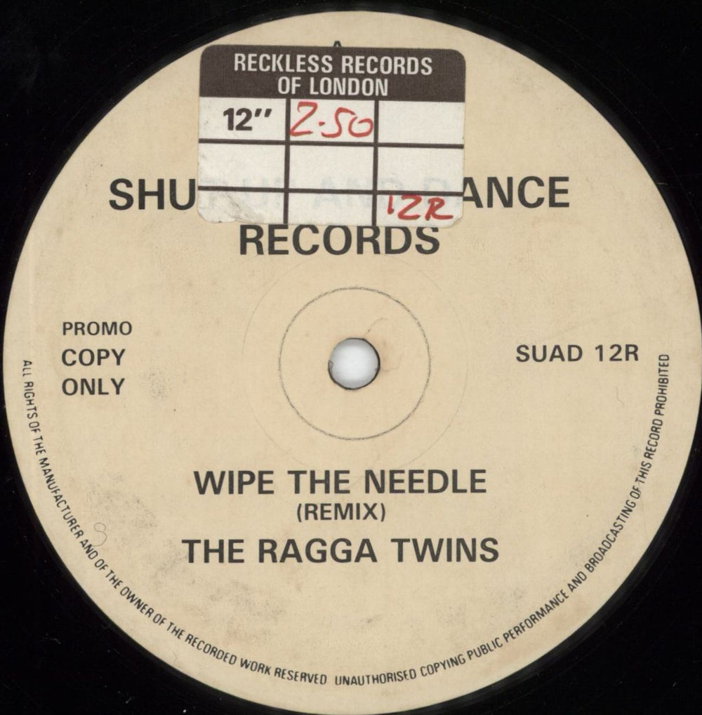 The Ragga Twins Wipe The Needle (Remix) UK Promo 12" vinyl single (12 inch record / Maxi-single) SUAD12R