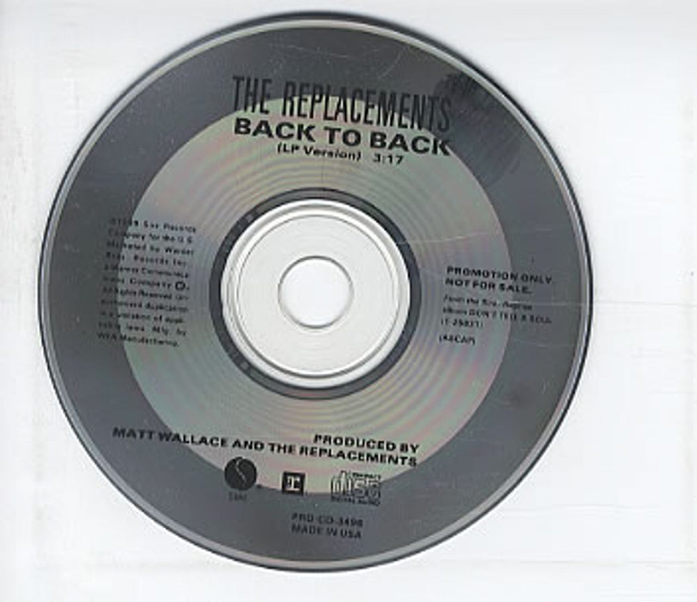 The Replacements Back To Back US Promo CD single (CD5 / 5") PRO-CD-3496