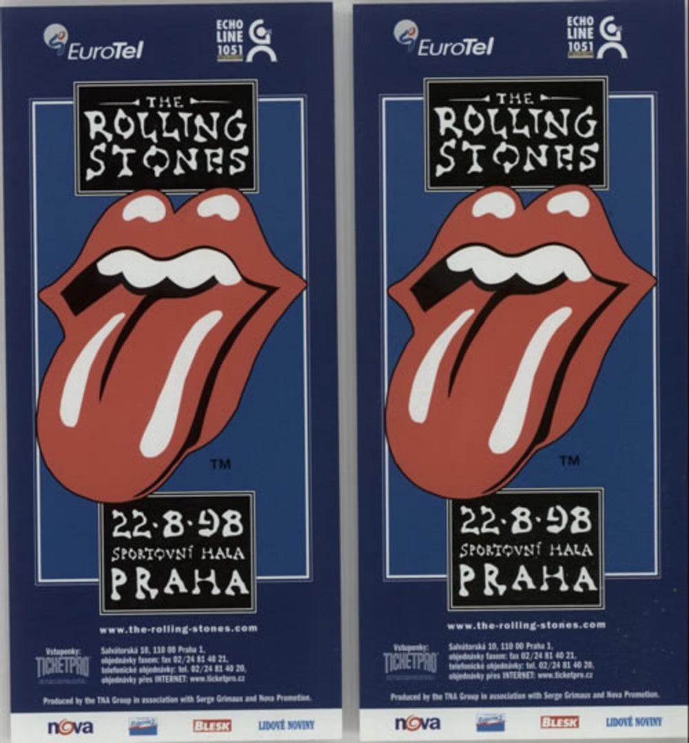 The Rolling Stones Bridges To Babylon Tour Flyers 1998 - Pair Of Czech Promo handbill PROMOTIONAL