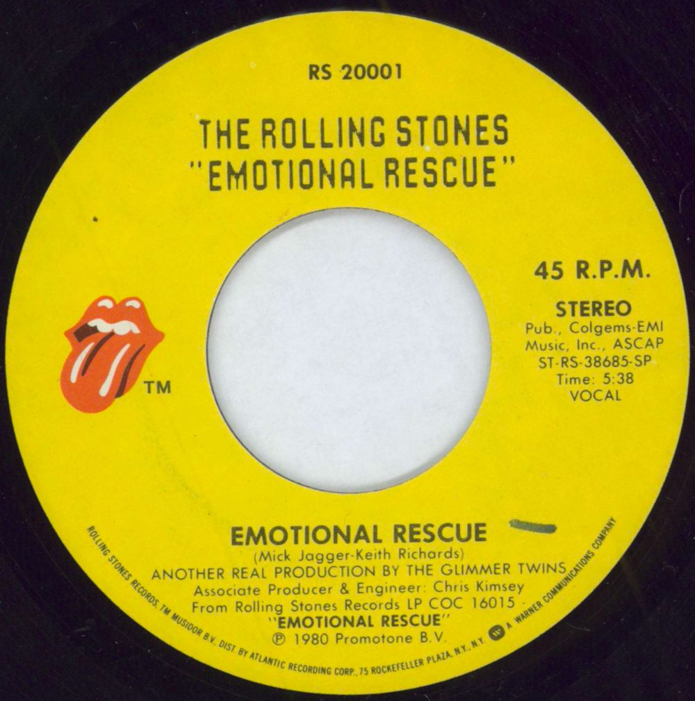 The Rolling Stones Emotional Rescue + Blue p/s Belgian 7" vinyl single (7 inch record / 45) ROL07EM790088