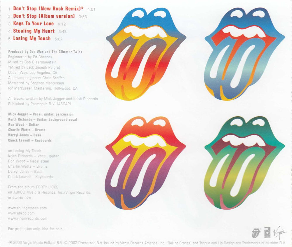 The Rolling Stones Four New Licks US Promo CD single (CD5 / 5")