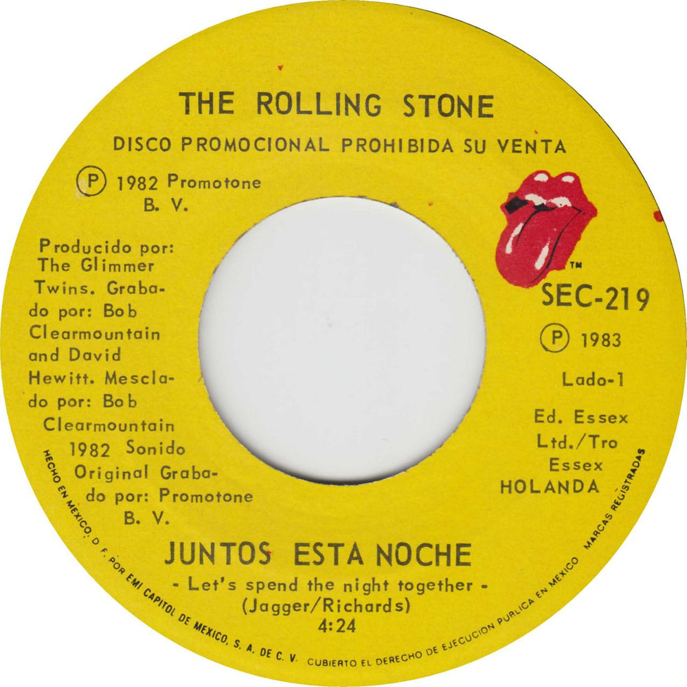 The Rolling Stones Juntos Esta Noche Mexican Promo 7" vinyl single (7 inch record / 45) ROL07JU123731