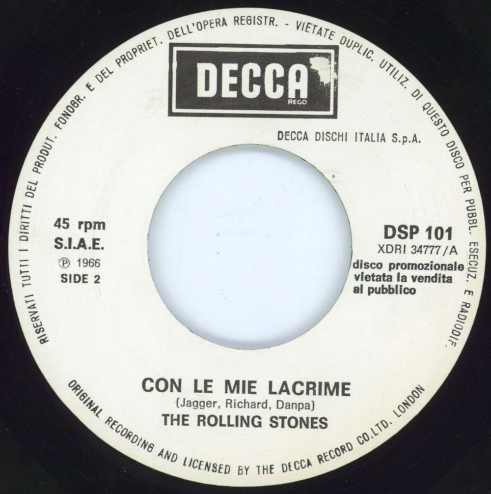 The Rolling Stones Keep It Up / Con Le Mie Lacrime Italian Promo 7" vinyl single (7 inch record / 45)