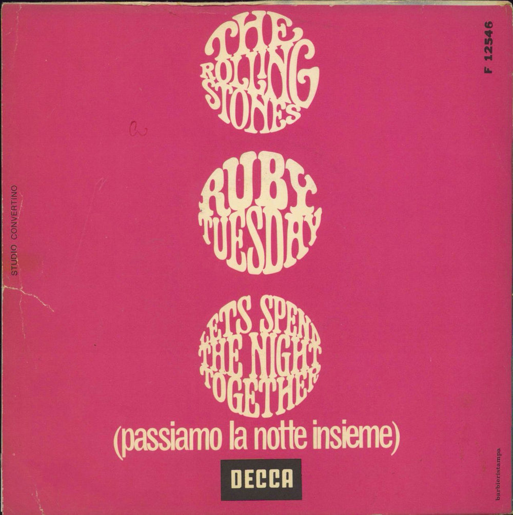 The Rolling Stones Let's Spend The Night Together - Button p/s Italian 7" vinyl single (7 inch record / 45)