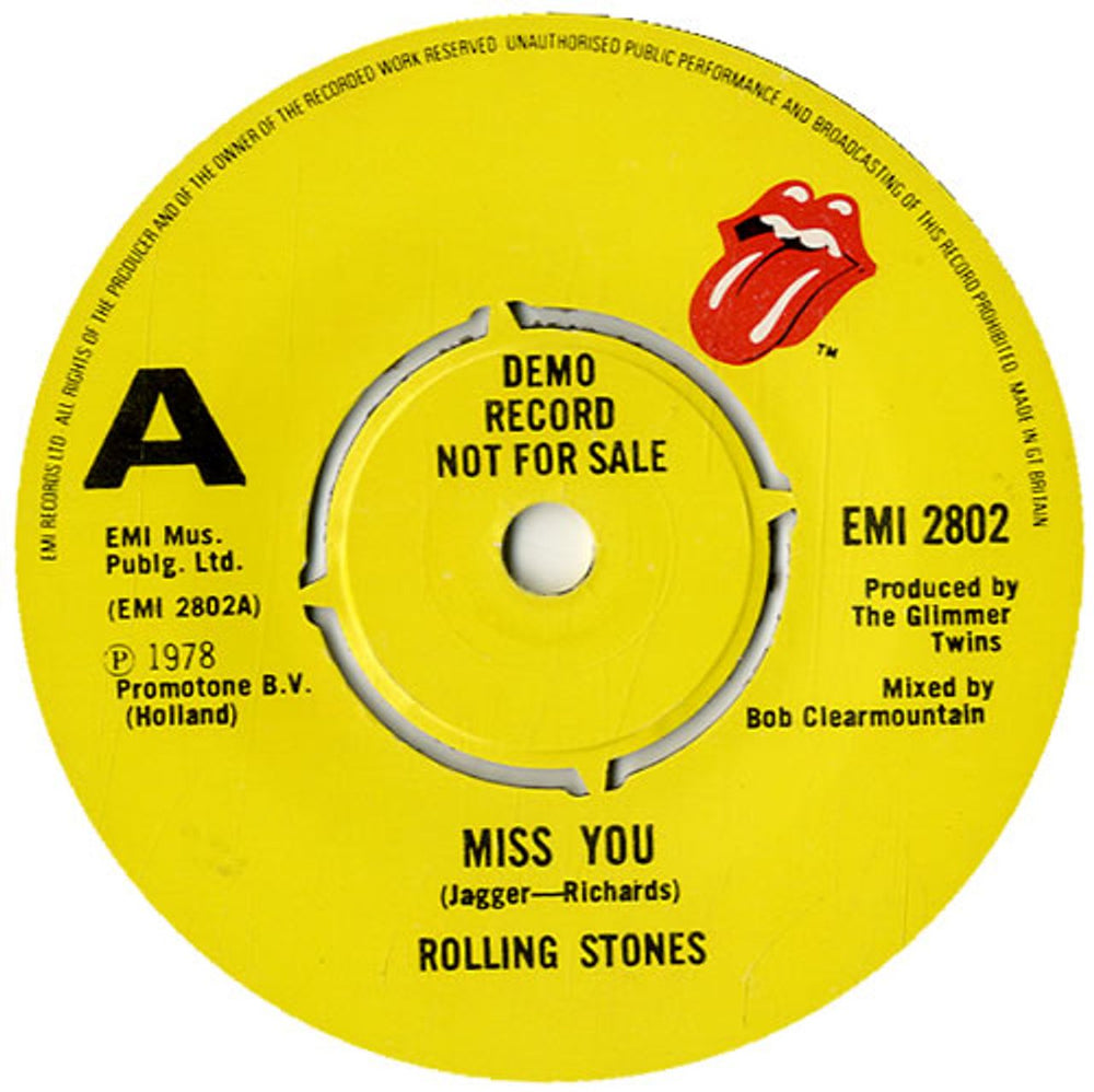 The Rolling Stones Miss You - A Label - P/S UK Promo 7" vinyl single (7 inch record / 45) ROL07MI27735