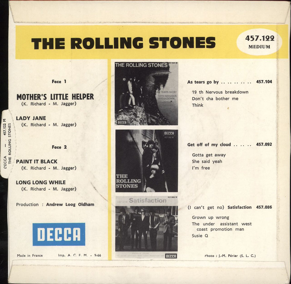 The Rolling Stones Mother's Little Helper - 9-66 + Tab French 7" vinyl single (7 inch record / 45)