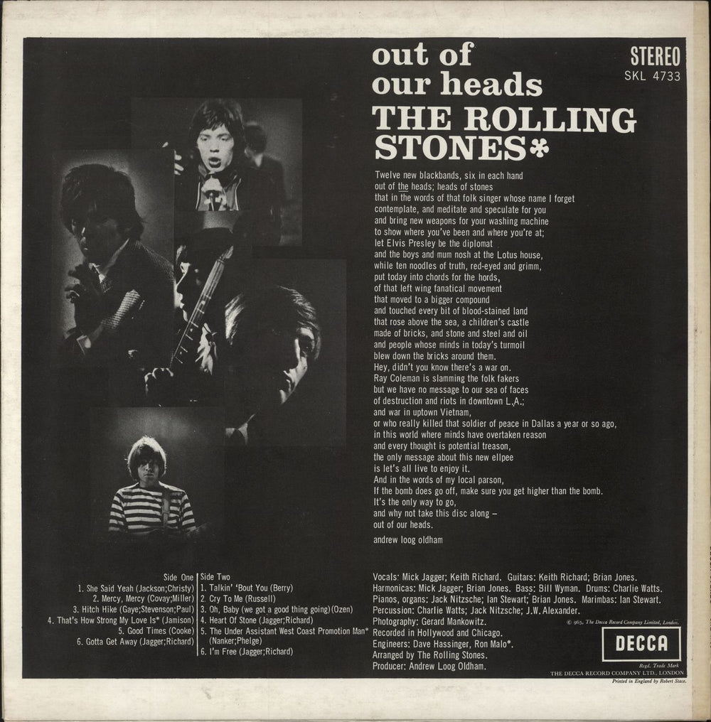 The Rolling Stones Out Of Our Heads - 4th UK vinyl LP album (LP record)