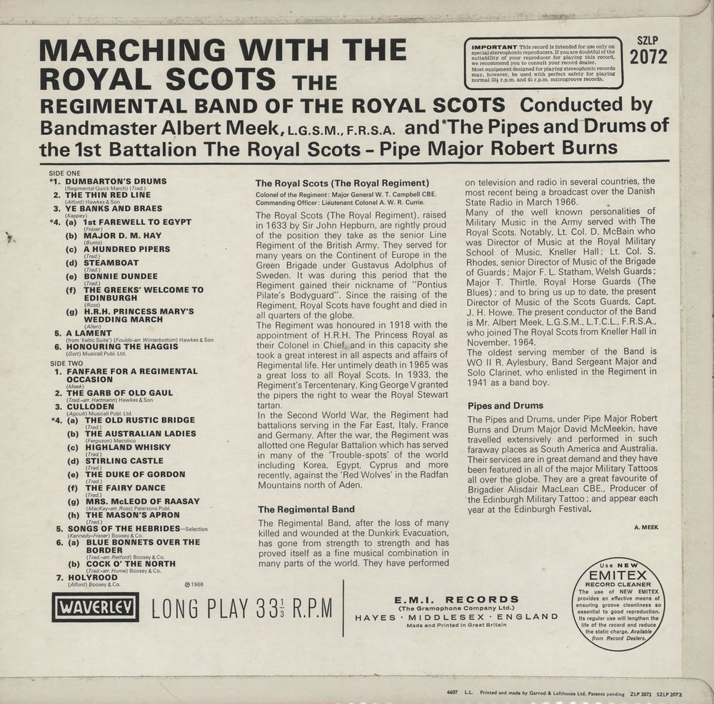 The Royal Scots (The Royal Regiment) Marching With The Royal Scots UK vinyl LP album (LP record)