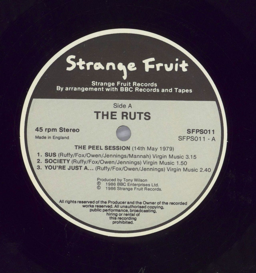 The Ruts The Peel Sessions UK 12" vinyl single (12 inch record / Maxi-single)