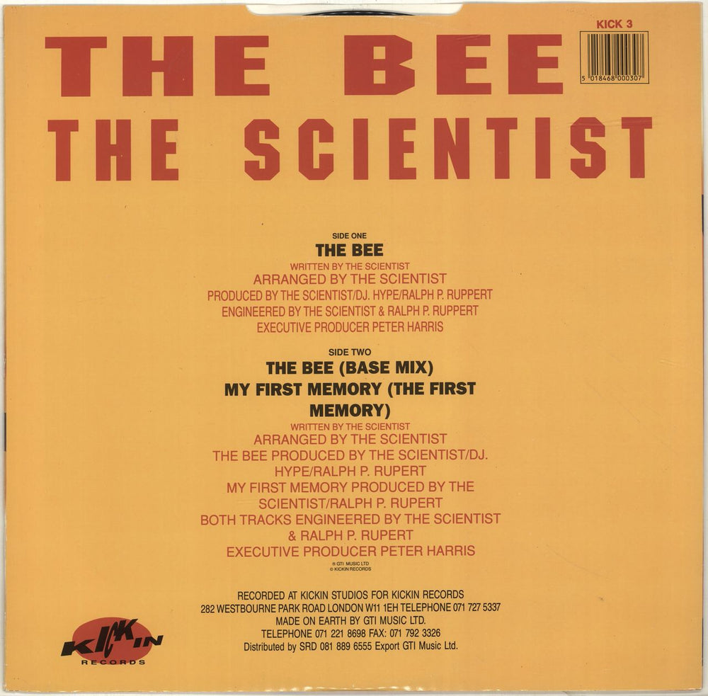 The Scientist The Bee UK 12" vinyl single (12 inch record / Maxi-single) 5018468000307