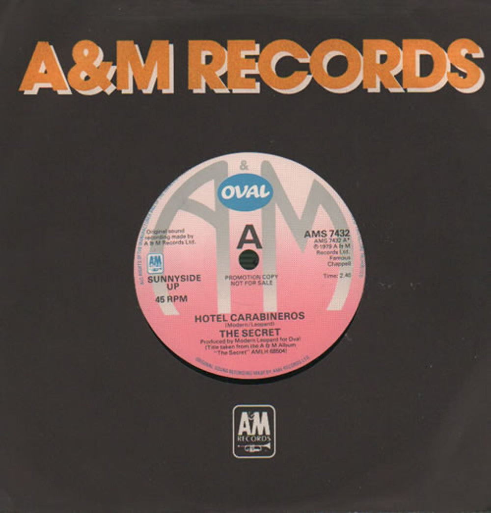 The Secret Hotel Carabineros - A-Label UK Promo 7" vinyl single (7 inch record / 45) AMS7432