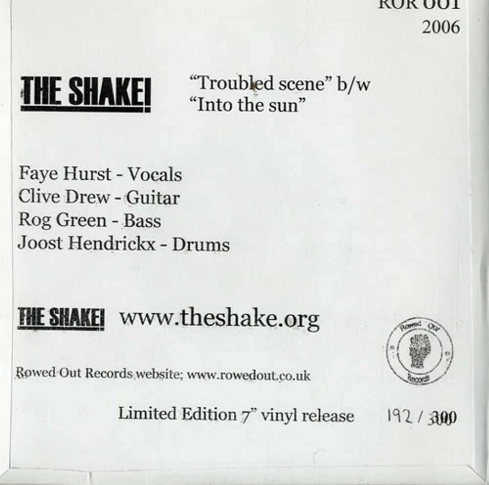 The Shake! Troubled Scene UK 7" vinyl single (7 inch record / 45) V1M07TR577422