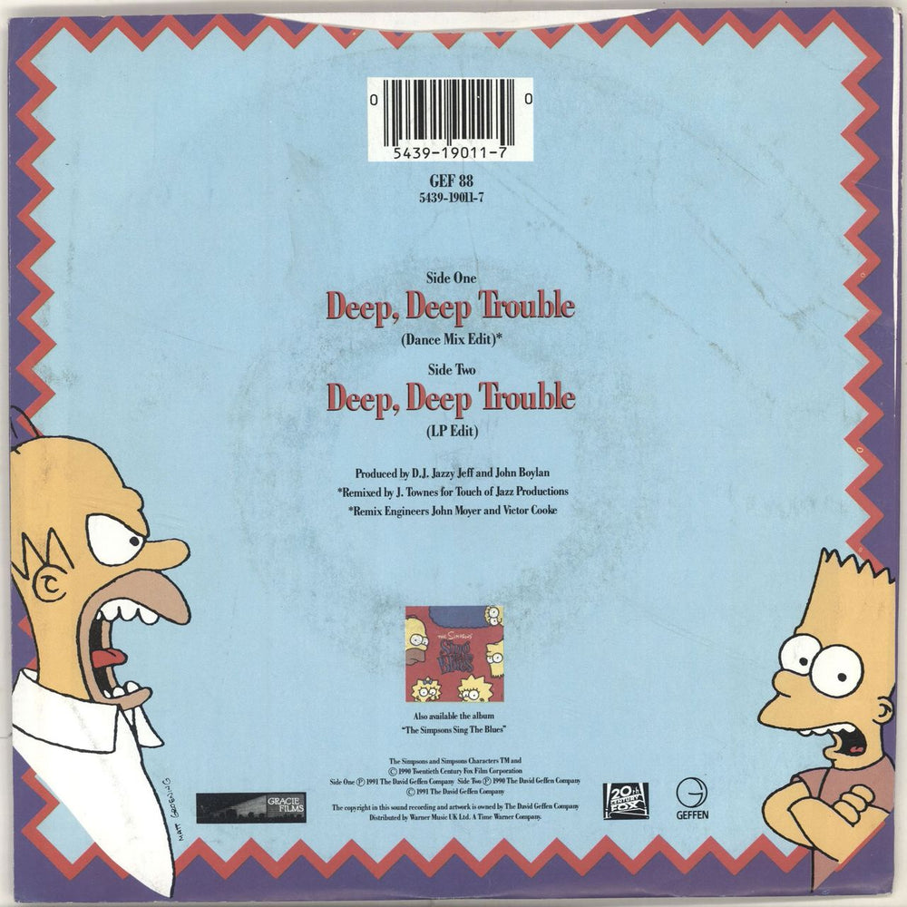 The Simpsons Deep, Deep Trouble UK 7" vinyl single (7 inch record / 45) 054391901170