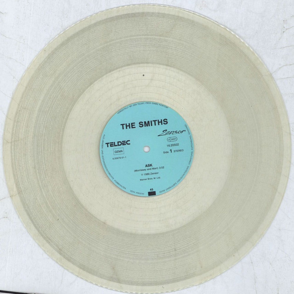 The Smiths Ask - Clear Vinyl German 12" vinyl single (12 inch record / Maxi-single) SMI12AS821316