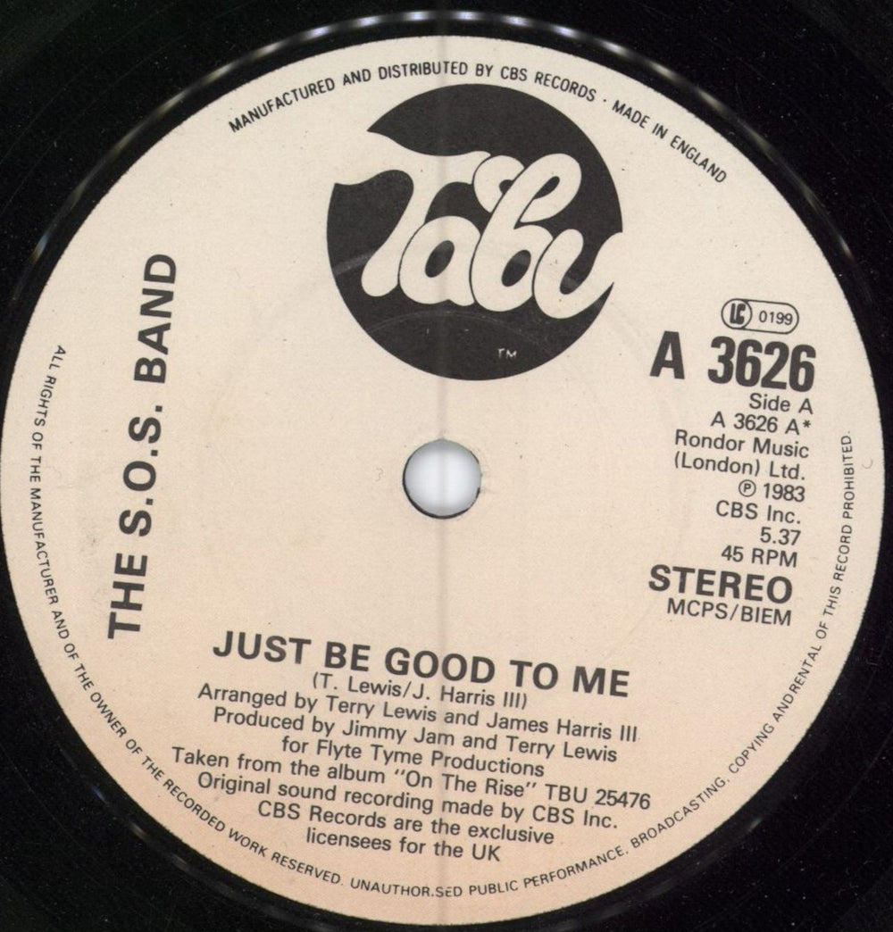 The Sos Band Just Be Good To Me UK 7" vinyl single (7 inch record / 45) A3626