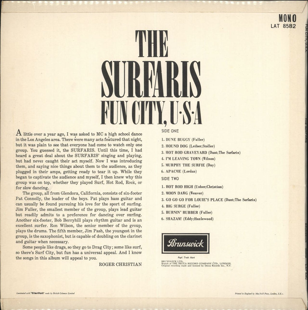 The Surfaris Fun City, U.S.A. UK vinyl LP album (LP record)