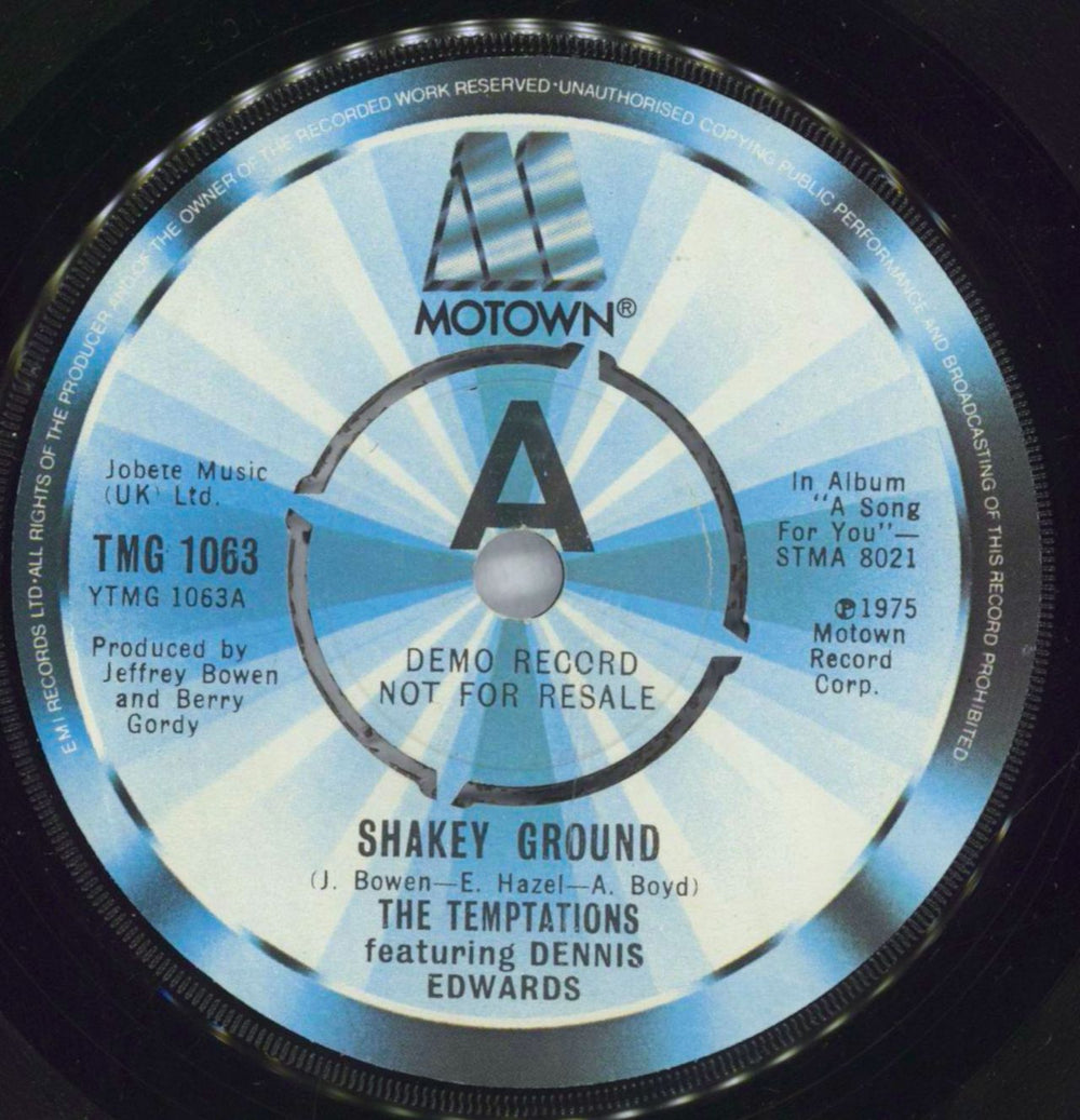 The Temptations Shakey Ground UK Promo 7" vinyl single (7 inch record / 45) TMG1063