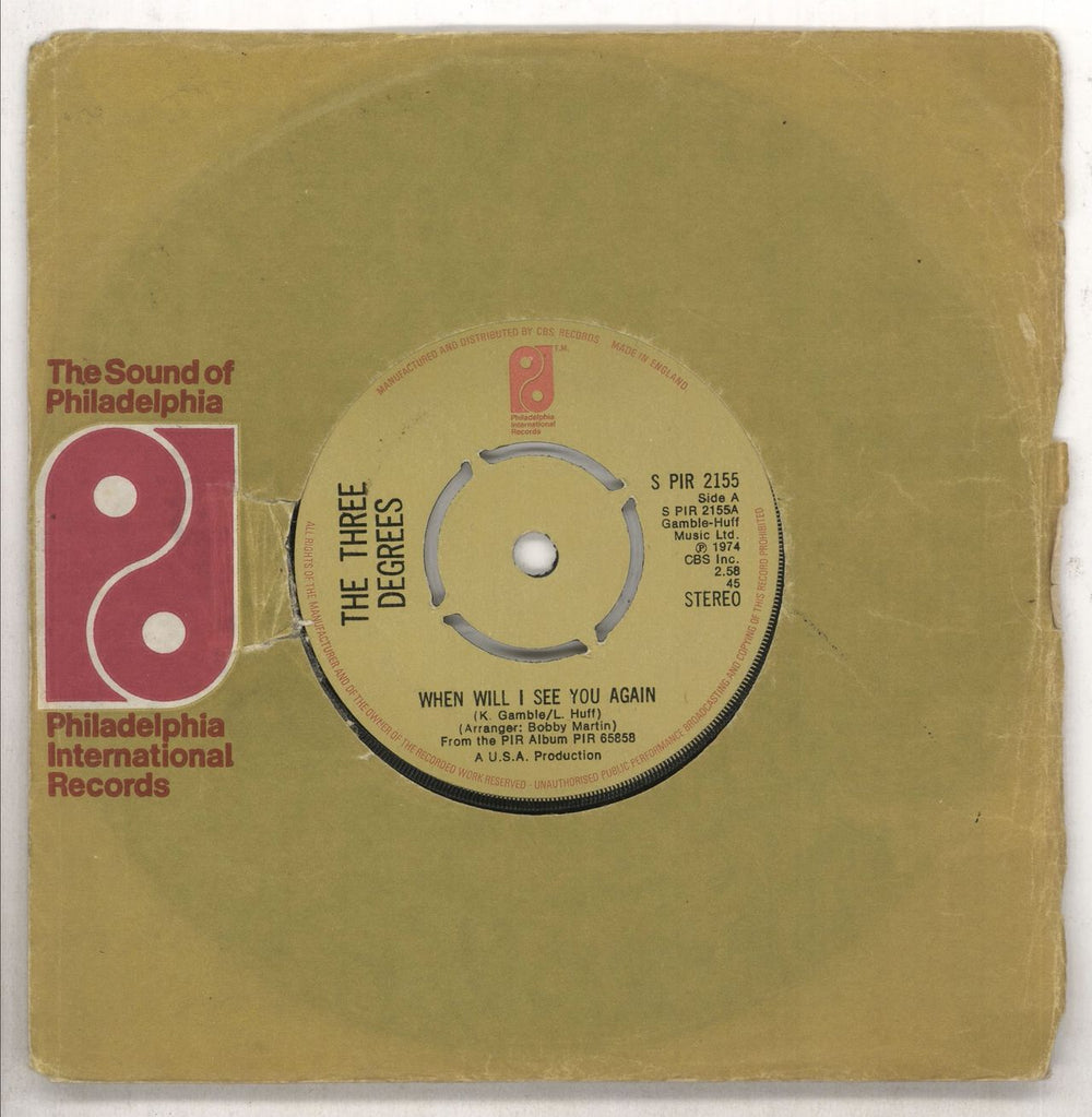 The Three Degrees When Will I See You Again - 4pr UK 7" vinyl single (7 inch record / 45) SPIR2155