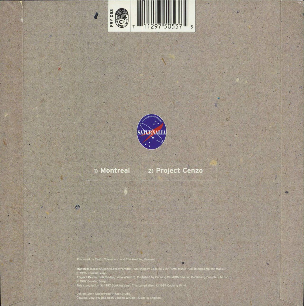 The Wedding Present Montreal UK 7" vinyl single (7 inch record / 45) 711297505375