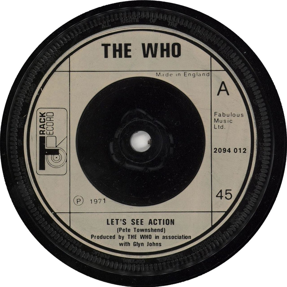 The Who Let's See Action - Cream Injection UK 7" vinyl single (7 inch record / 45) 2094012