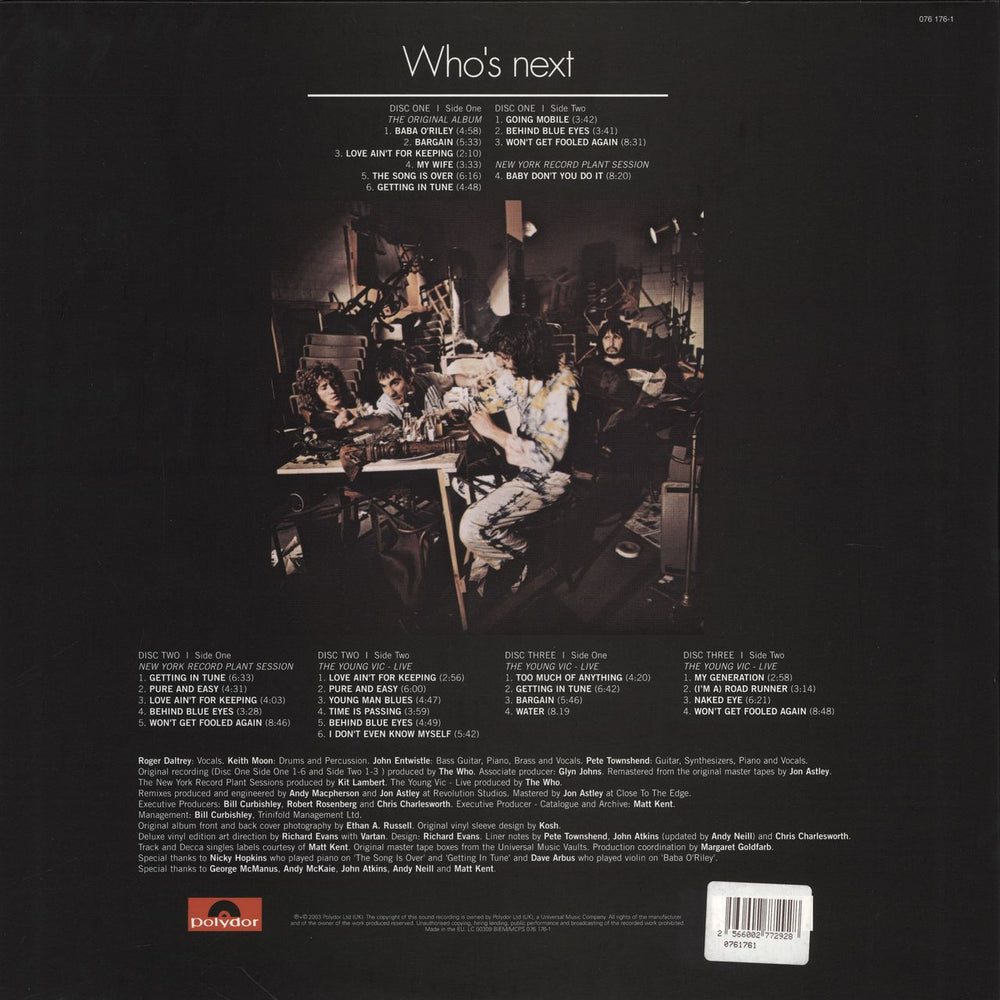 The Who Who's Next UK 3-LP vinyl record set (Triple LP Album) 044007617618