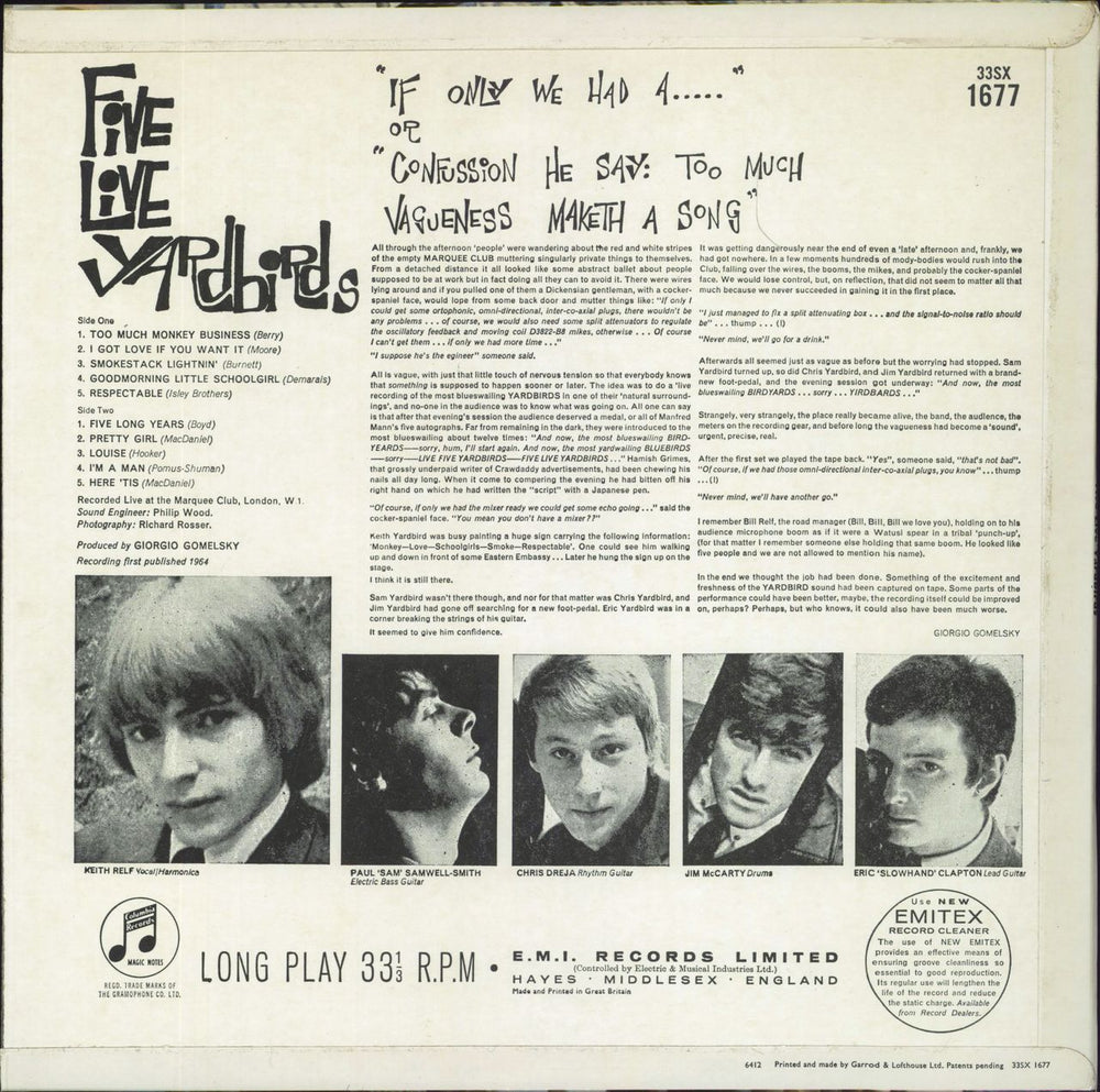 The Yardbirds Five Live Yardbirds - 1st UK vinyl LP album (LP record)