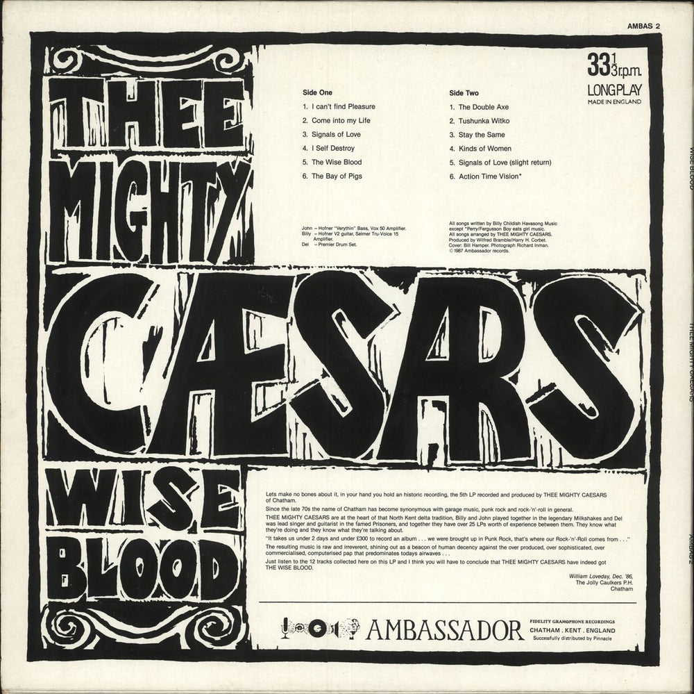 Thee Mighty Caesars Wiseblood UK vinyl LP album (LP record)