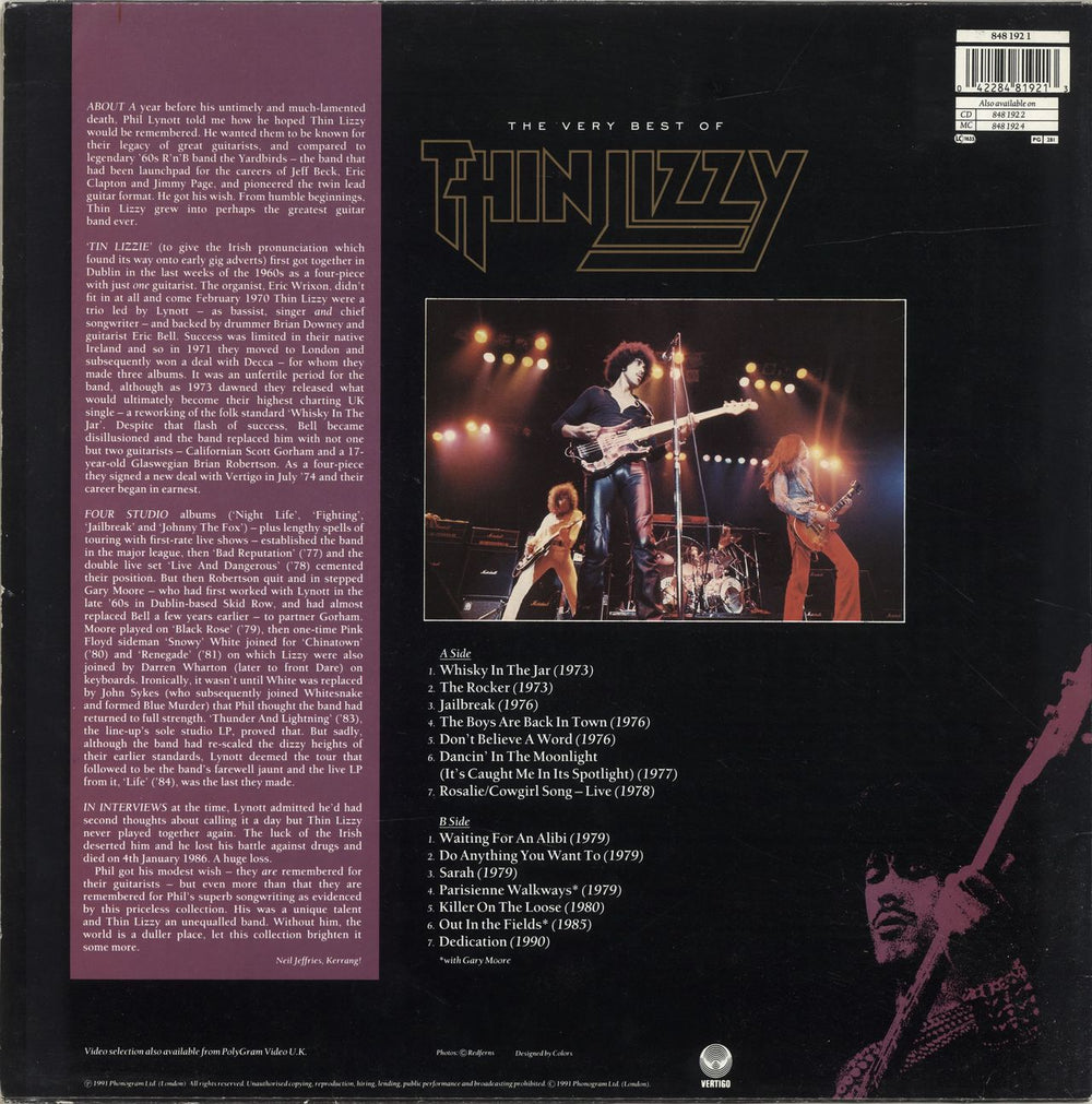 Thin Lizzy Dedication - The Very Best Of UK vinyl LP album (LP record) 042284819213