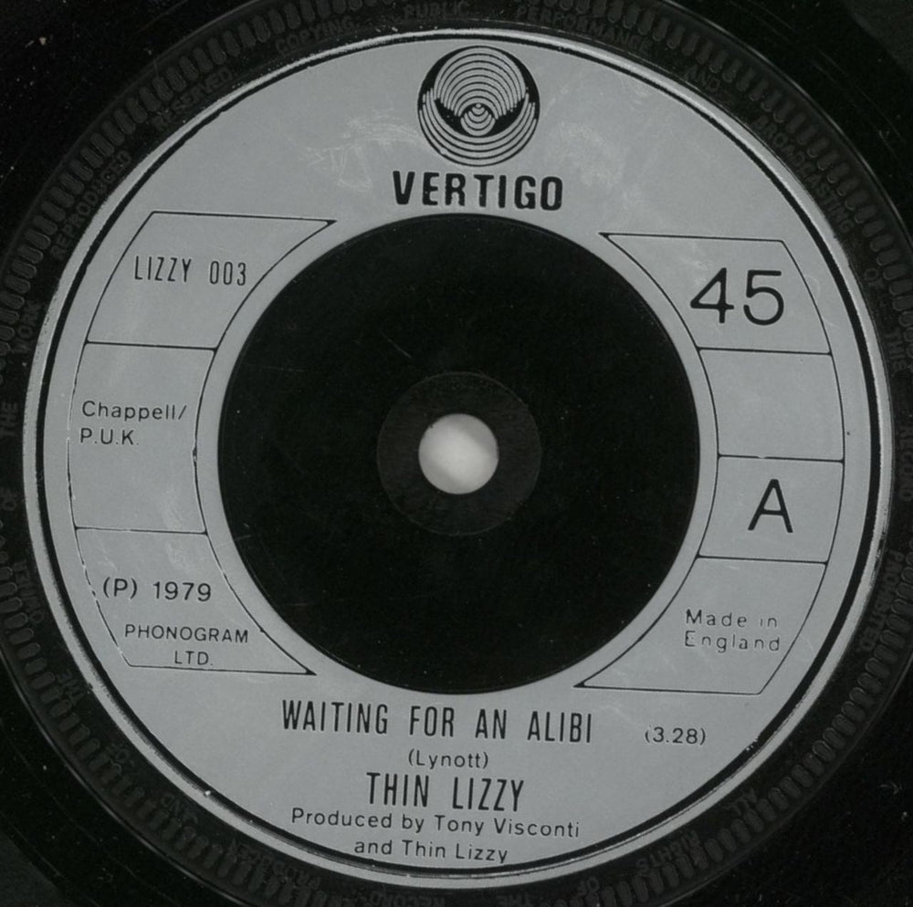 Thin Lizzy Waiting For An Alibi - P/S + Insert UK 7" vinyl single (7 inch record / 45) THI07WA672539