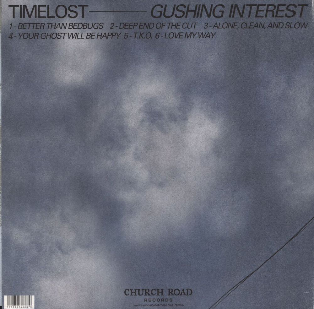 Timelost Gushing Interest - Blue Clear Vinyl UK 12" vinyl single (12 inch record / Maxi-single)