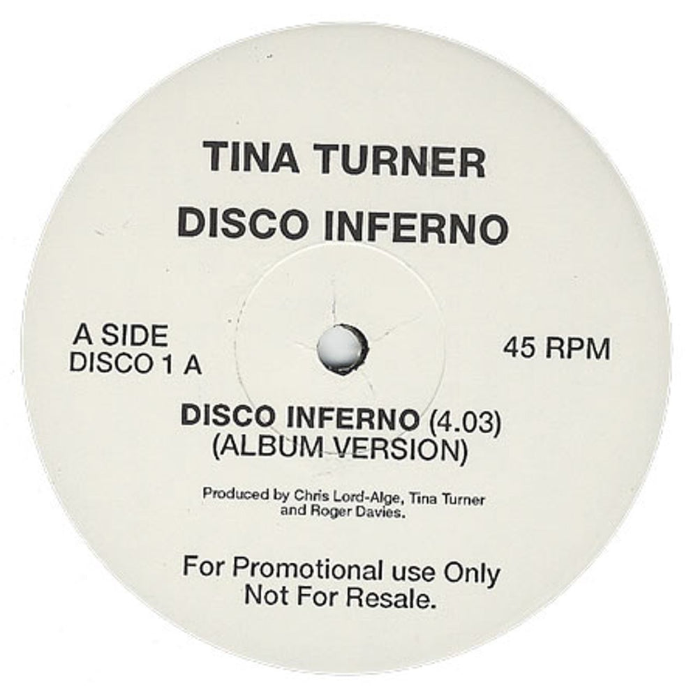 Tina Turner Disco Inferno UK Promo 12" vinyl single (12 inch record / Maxi-single) DISCO1