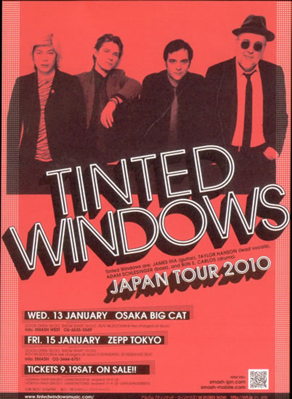 Tinted Windows Japan Tour 2010 Japanese Promo handbill HANDBILL/FLYER