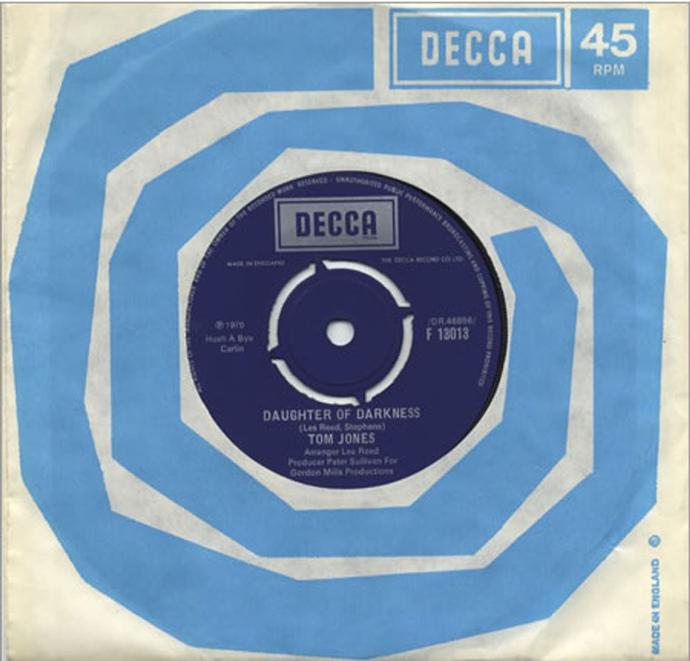 Tom Jones Daughter Of Darkness UK 7" vinyl single (7 inch record / 45) F13013