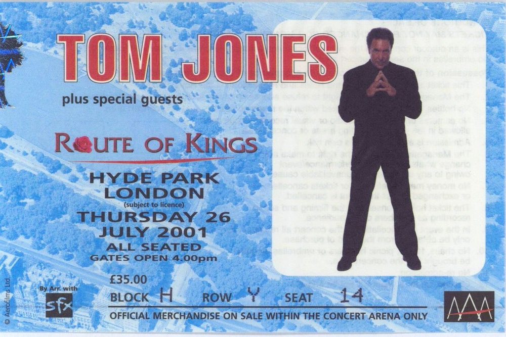 Tom Jones Live In Concert 2001 + Ticket Stub UK tour programme TJOTRLI587208