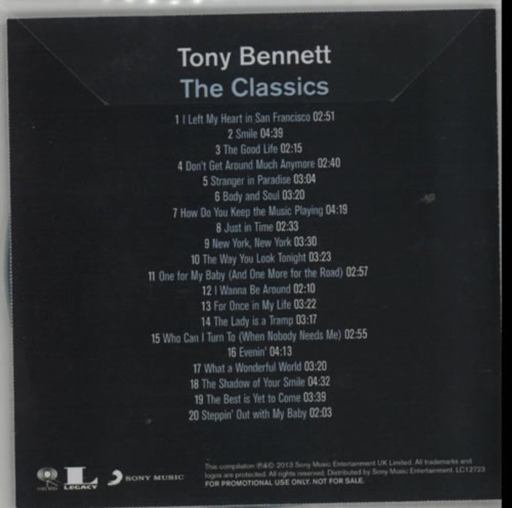 Tony Bennett The Classics UK Promo CD-R acetate ONYCRTH606915