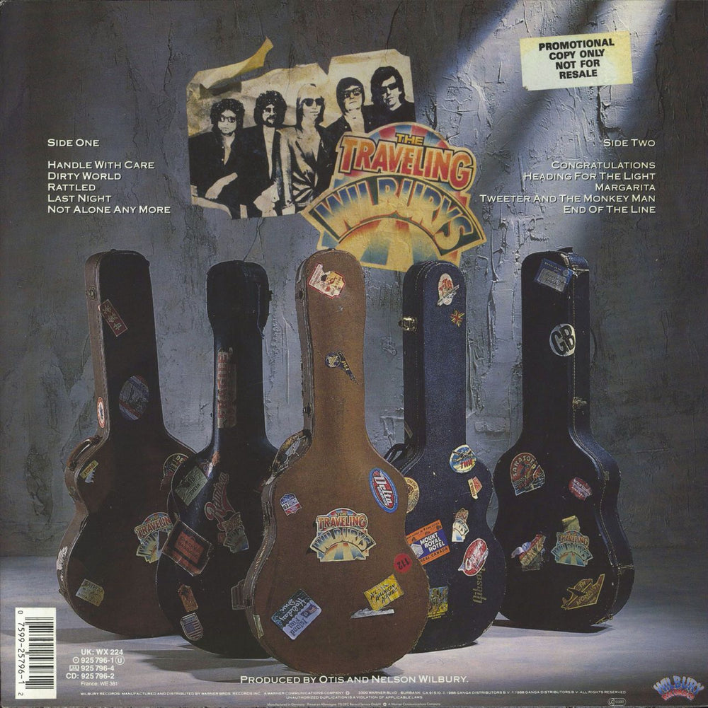 Traveling Wilburys Volume One - Promo stickered UK vinyl LP album (LP record) 075992579612