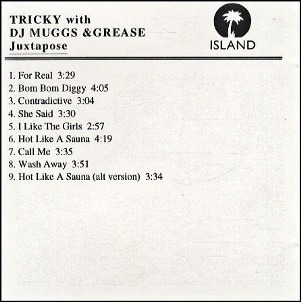 Tricky Juxtapose US Promo CD-R acetate CD ACETATE