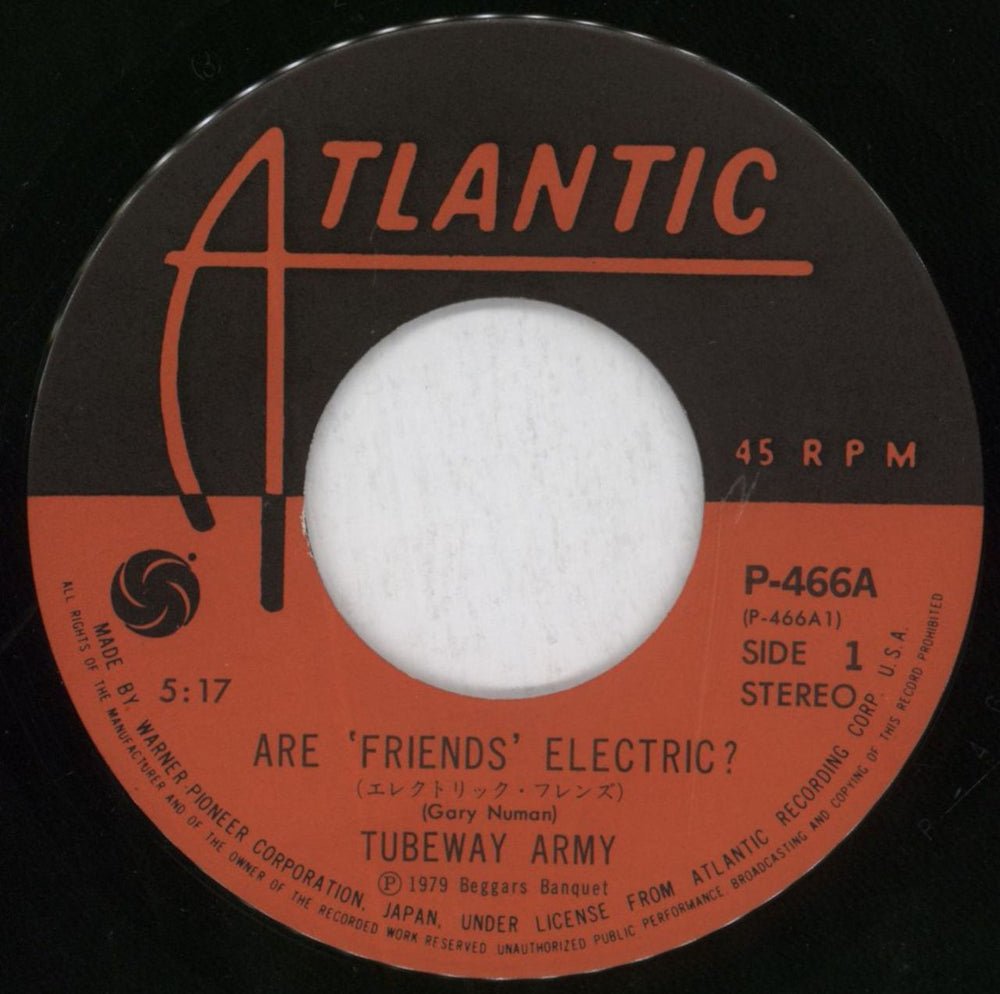 Tubeway Army Are 'Friends' Electric Japanese 7" vinyl single (7 inch record / 45) TUB07AR39958