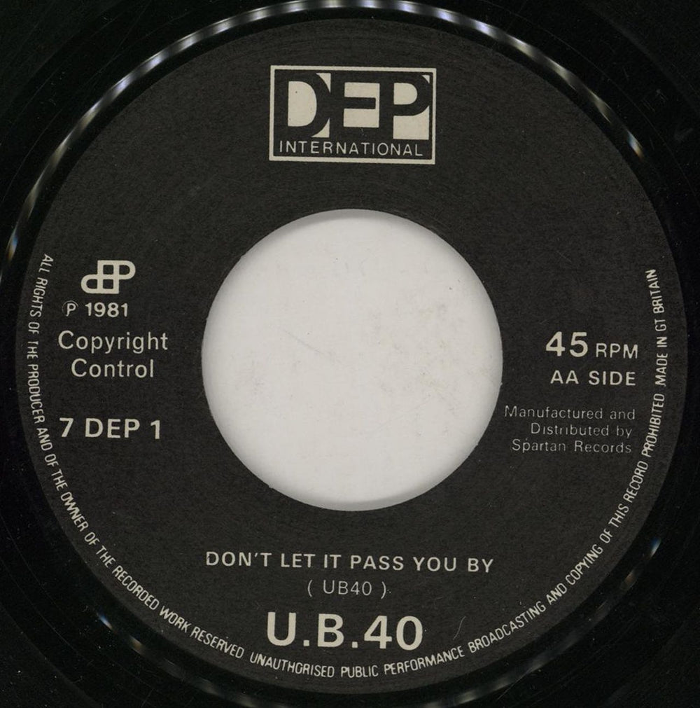 UB40 Don't Slow Down - Jukebox UK 7" vinyl single (7 inch record / 45) 7DEP1