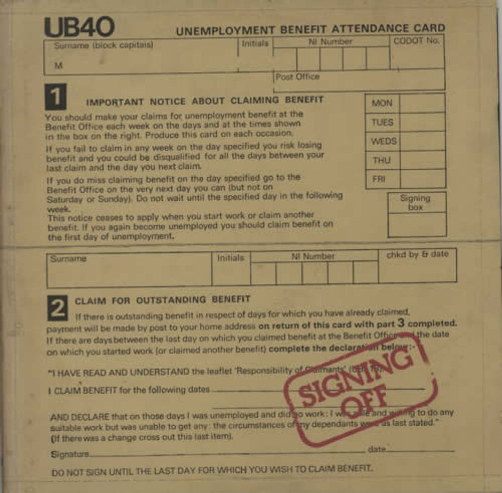 UB40 Signing Off Italian 2-LP vinyl record set (Double LP Album) UB-1