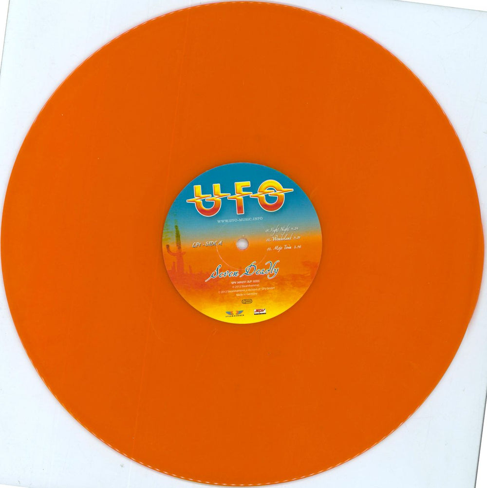 UFO Seven Deadly - Orange Vinyl + Shrink UK 2-LP vinyl record set (Double LP Album) UFO2LSE801308