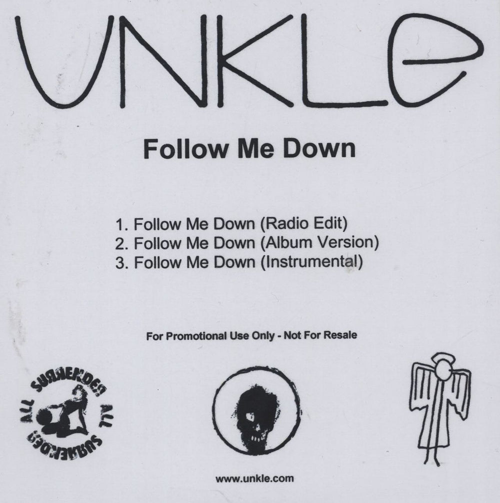 Unkle Follow Me Down UK Promo CD-R acetate CD-R