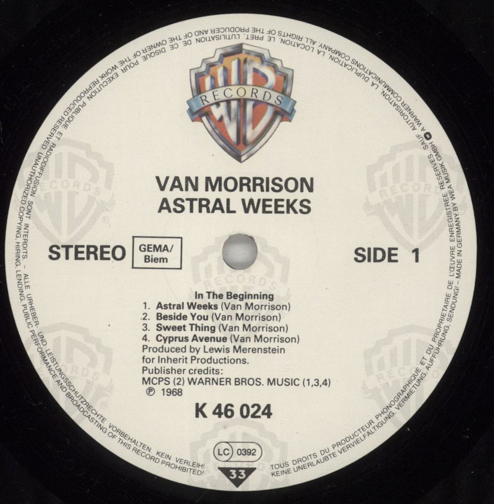 Van Morrison Astral Weeks - Barcoded Sleeve + Opened Shrink German vinyl LP album (LP record) VMOLPAS823075