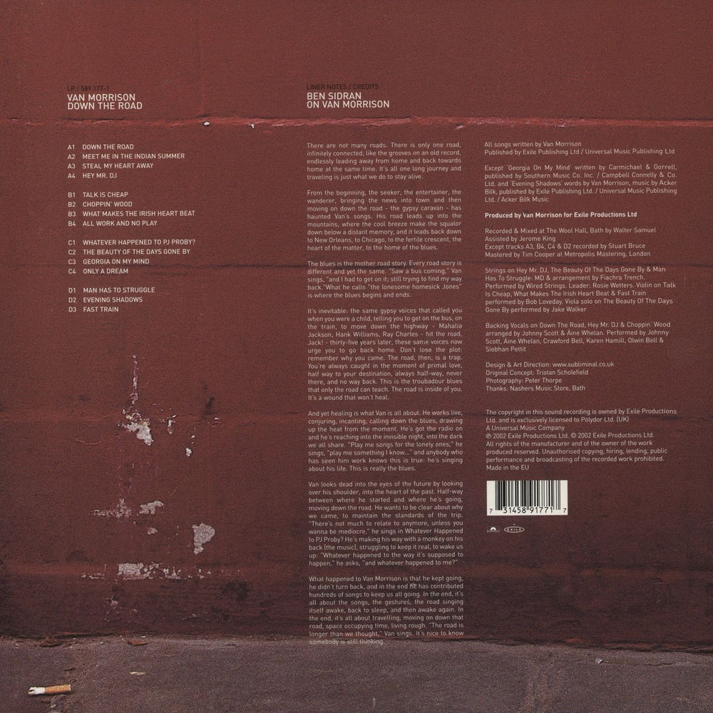 Van Morrison Down The Road UK 2-LP vinyl record set (Double LP Album) 731458917717