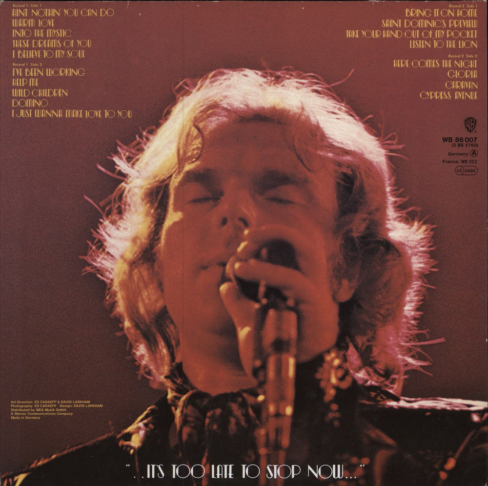 Van Morrison It's Too Late To Stop Now German 2-LP vinyl record set (Double LP Album)