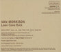 Van Morrison Lover Come Back US Promo CD single (CD5 / 5") VMOC5LO437078