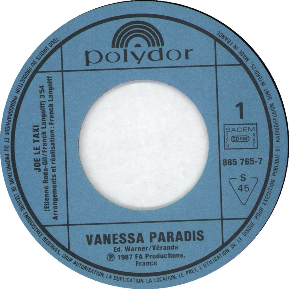 Vanessa Paradis Joe Le Taxi - Wide French 7" vinyl single (7 inch record / 45) VAN07JO726151