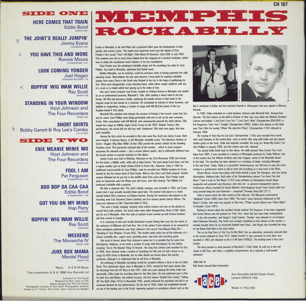 Various-50s/Rock & Roll/Rockabilly Memphis Rockabilly UK vinyl LP album (LP record)