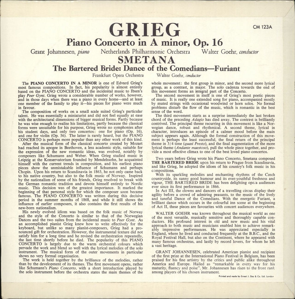 Various-Classical & Orchestral Grieg: Piano Concerto in A Minor, Op.16 / Smetana: The Bartered Bride UK 10" vinyl single (10 inch record)